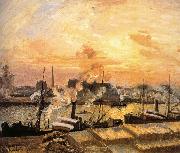 Camille Pissarro Sunset Pier Spain oil painting artist